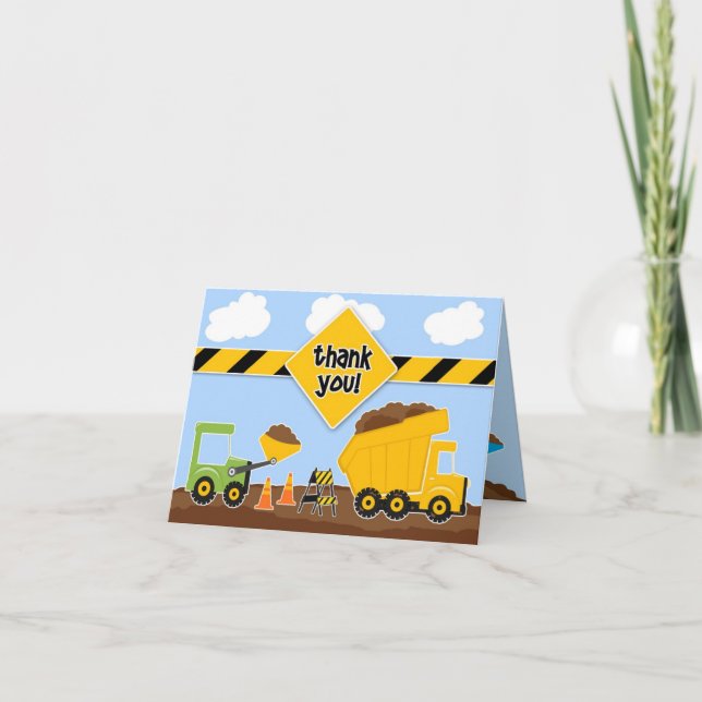 Agradecimento Obrigado Construindo Cartão de Caminhões (Frente)