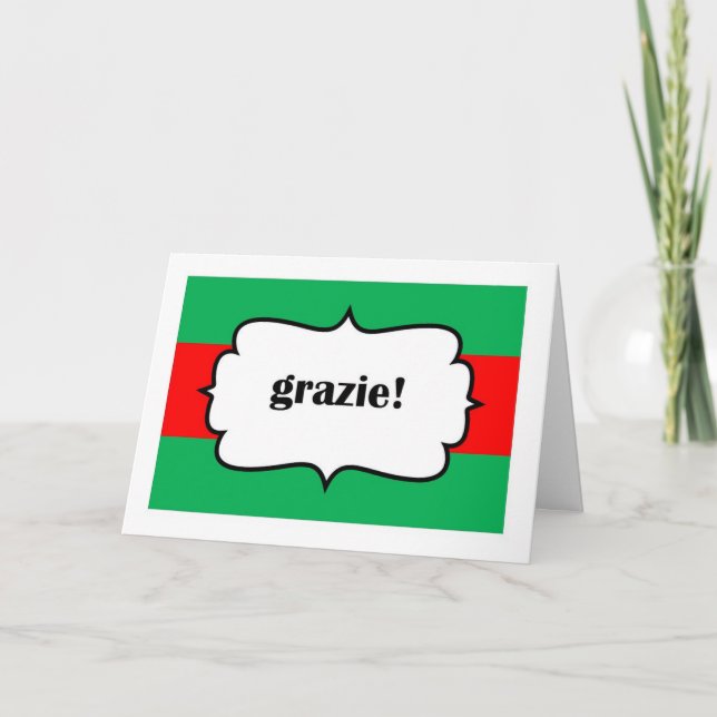 Agradecimento Obrigado de Grazie você no cartão de Italiano (Frente)
