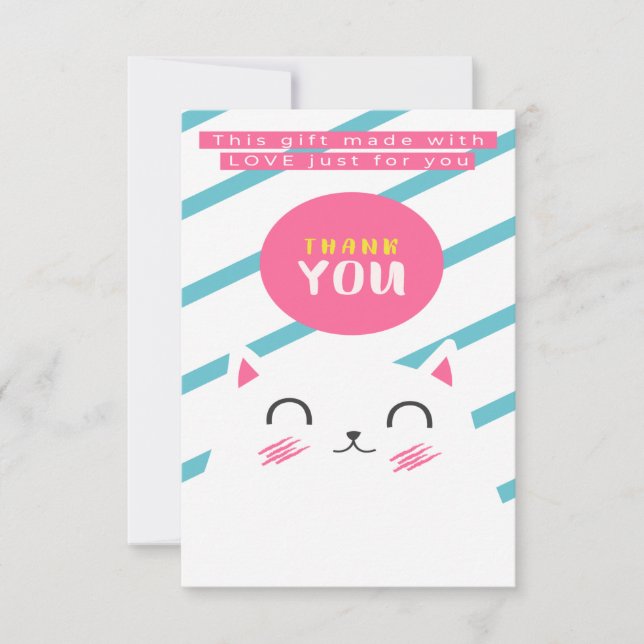 AGRADECIMENTO OBRIGADO DESIGN DE CARTÃO DE GREETING CAT (Frente)