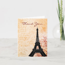 Agradecimento Obrigado do pêssego da torre Eiffel você cartão de