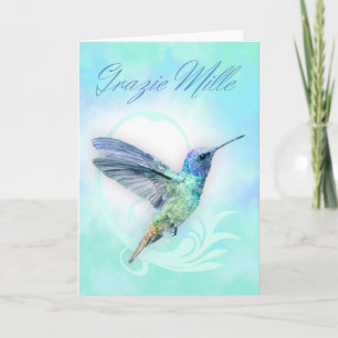 Agradecimento Obrigado Em Italiano - Cartão De Humminbird Aquece