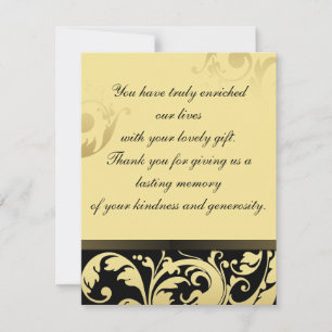Agradecimento Obrigado preto & ouro do cartão de casamento da
