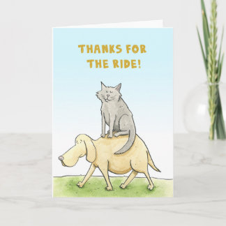 Agradecimento Obrigados para a carona! Cartão de gato e cão.
