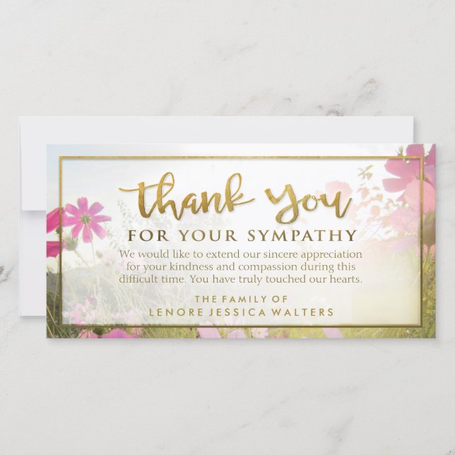 Agradecimento Ouro De Flor Selvagem Rosa Obrigado Cartão de cond (Frente)