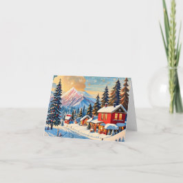 Agradecimento paisagem de natal vintage cartão dobrado