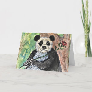 Agradecimento Panda com um Cartão de Saudação Rosa