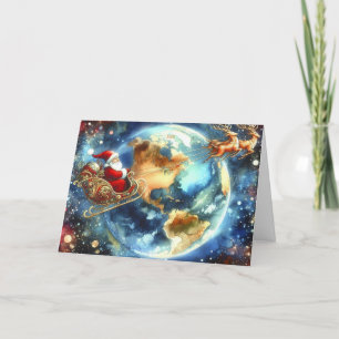 Agradecimento Papais noeis no Cartão de Natal Sleigh