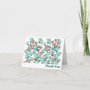 Agradecimento Papelaria Personalizada Floral Turquesa Cartão de