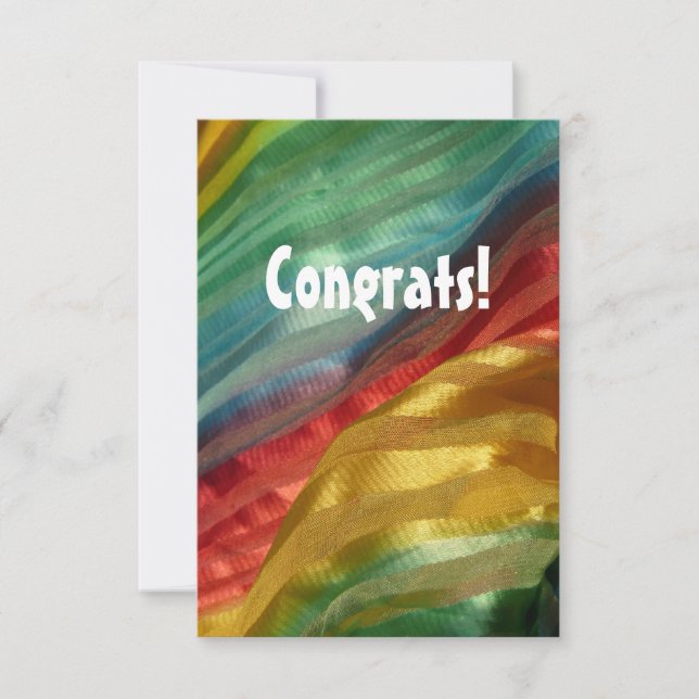 Agradecimento Parabéns! Cartão de Tecido multicolorido Rainbow S (Frente)