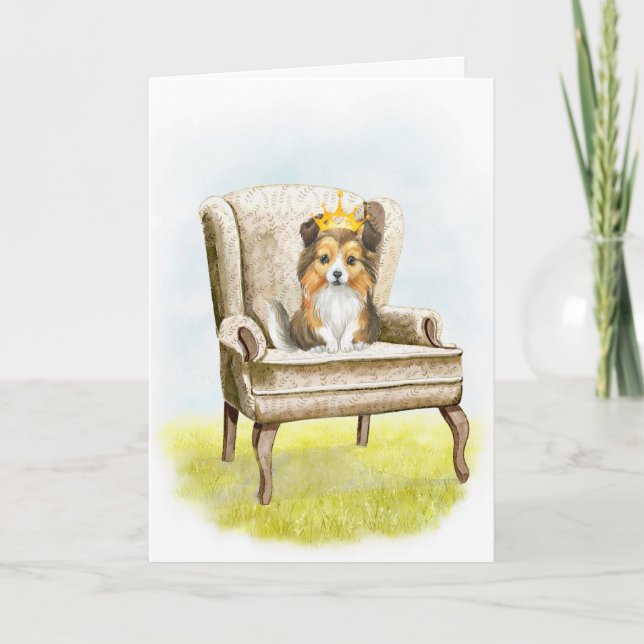 Agradecimento Parabéns Sheltie Princesa Pup Cartão de Aniversári (Frente)