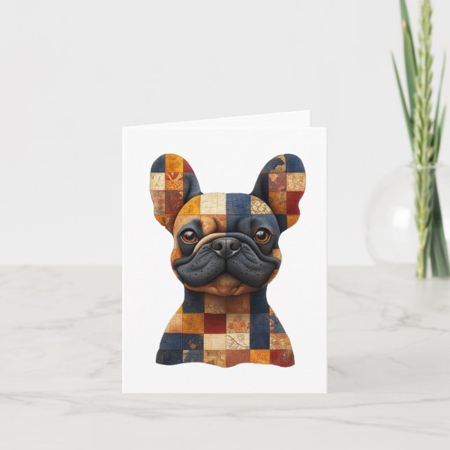 Agradecimento Patchwork French Buldogdog - Cartão de Saudação (Frente)