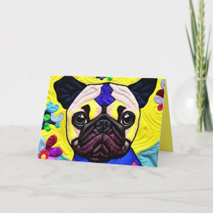 Agradecimento Pequeno Pug Puppy Como Cartão De Aniversário De De