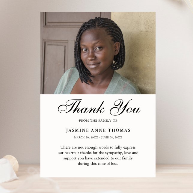 Agradecimento Personalizado Foto Funeral Condolênc (Sympathy Thank You Note Card)