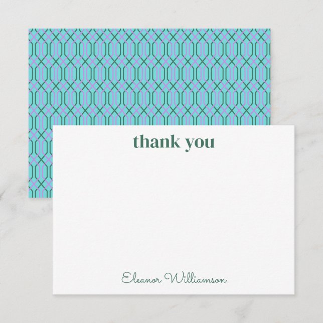 Agradecimento Personalizado Vintage Azul Verde par (Frente/Verso)