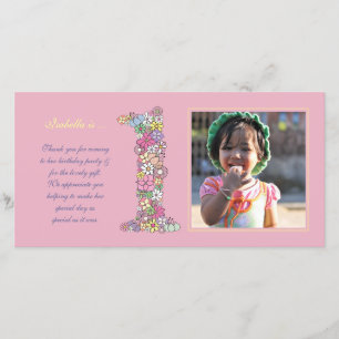 Agradecimento primeiro aniversario De Meninas Obrigado Cartão c
