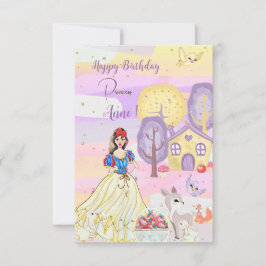 Agradecimento Princesa Snowy Happy Birthday - Cartão de Aniversá