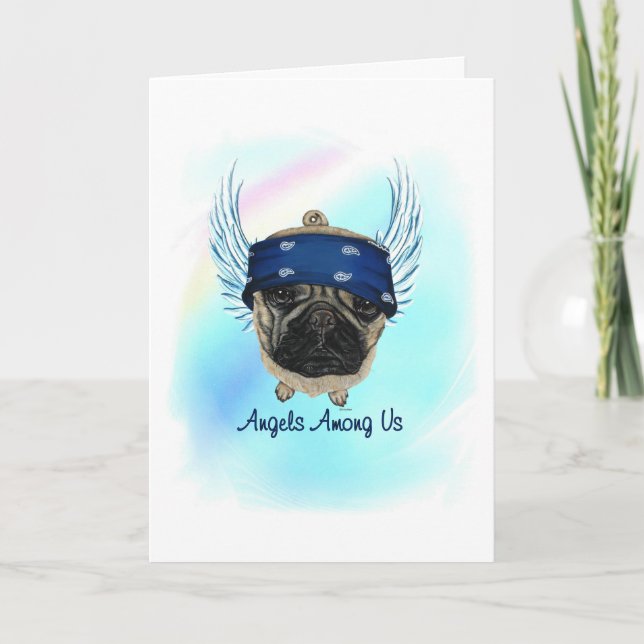 Agradecimento Pug Angel Dog Pet Loss Cartão de condolências (Frente)