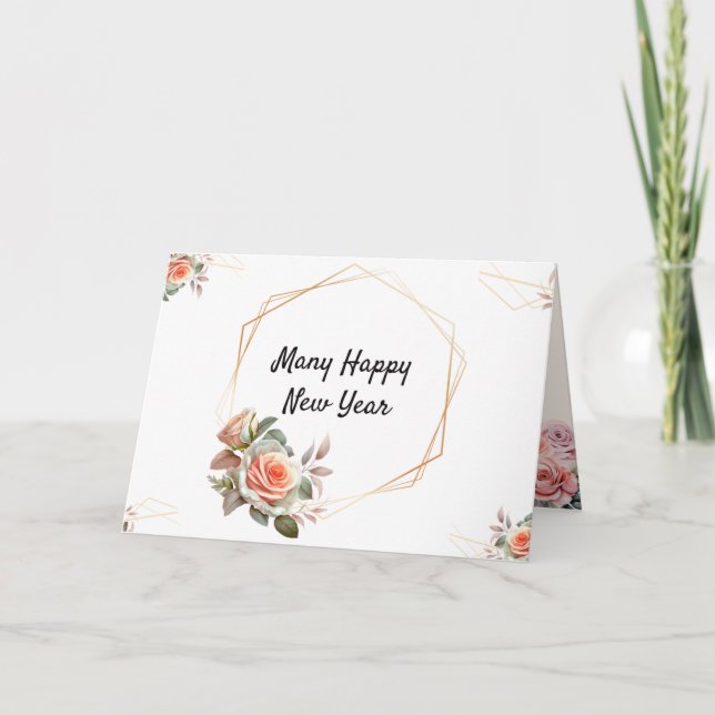 Agradecimento Quadro do ouro, Cartão de Ano Novo com refluxo flo (Frente)