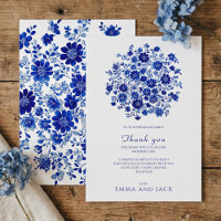 Ramo Floral Azul Empoeirado Cartão de Agradeciment