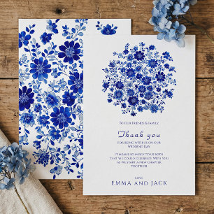 Agradecimento Ramo Floral Azul Empoeirado Cartão de Agradeciment