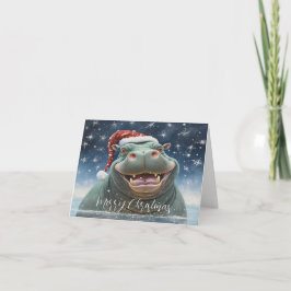 Agradecimento Rindo do cartão de Natal Hippo