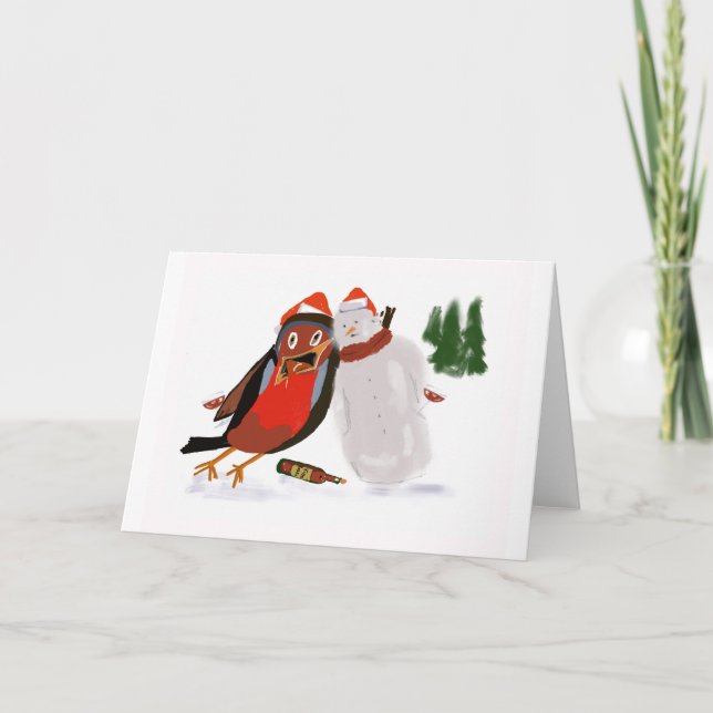 Agradecimento Robin e Amigo Feliz Cartão de Natal (Frente)