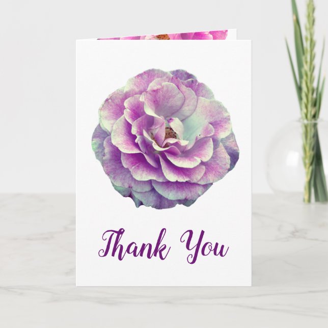 Agradecimento Rosa Obrigado Cartão de Casamento (Frente)