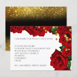 Agradecimento Rosas turcos vermelhos, sinto muito, cartão de des