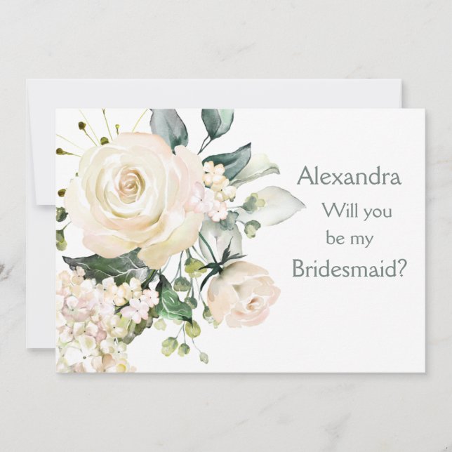 Agradecimento Roseiras brancas, hidrangea Cartão de Bridesmaid P (Frente)