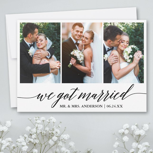 Agradecimento Roteiro De Caligrafia Nos Casamos Com Cartão De Ca (Customize to add text or more photos to back of card.)