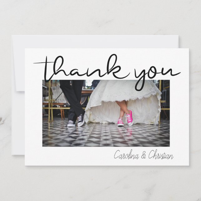 Agradecimento Roteiro Divertido Obrigado Cartão De Casamento (Frente)