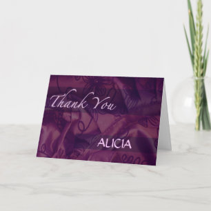 Agradecimento Roxo Silk e Satin Obrigado Cartão de Saudação