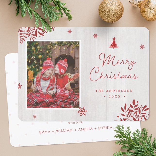 Agradecimento Rustic Red Deixa Cartão de Natal Personalizado (Criador carregado)