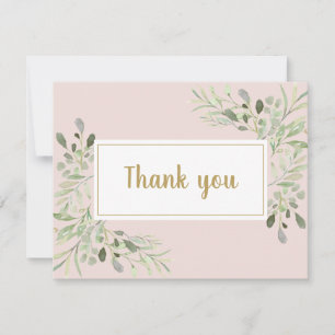 Agradecimento Script de Negócios Rosa Cartão de Obrigado Folhas
