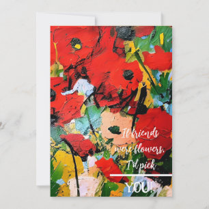 Agradecimento Se amigos fossem flores... cartão vermelho de papo