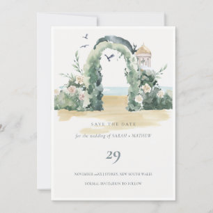 Agradecimento Sea Beach Floral Arch Botanic Salve O Cartão De D