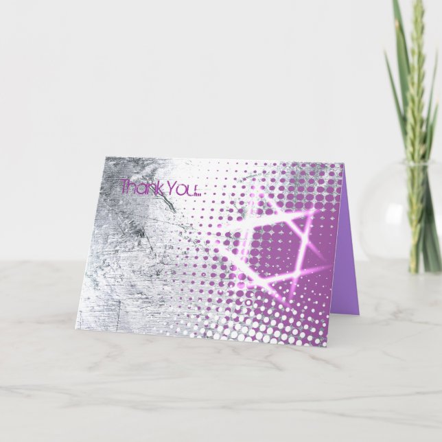 Agradecimento SILVER TEXTURE STAR Obrigado Cartão de Saudação (Frente)