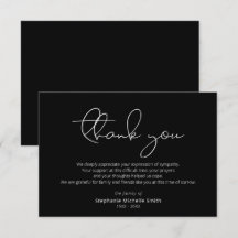 Simpatia moderna de script Obrigado Cartão Funeral