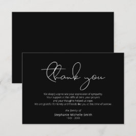 Agradecimento Simpatia moderna de script Obrigado Cartão Funeral