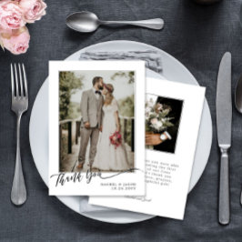 Agradecimento Simples Cartão de Casamento com Foto Elegante