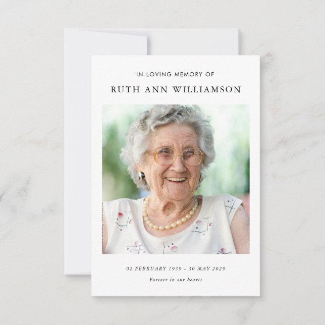 Agradecimento Simples Cartão de Poema Funeral Memorial (Frente)