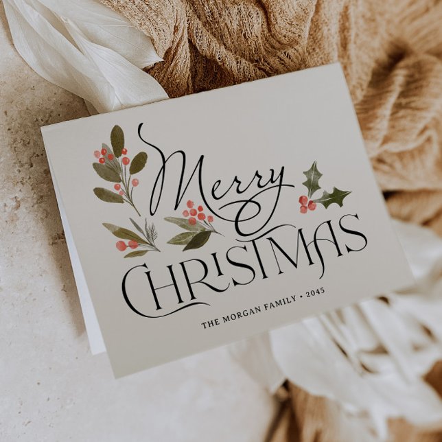 Agradecimento Simplesmente Feliz Cartão de Natal Dobrado (Simple Folded Christmas Card)