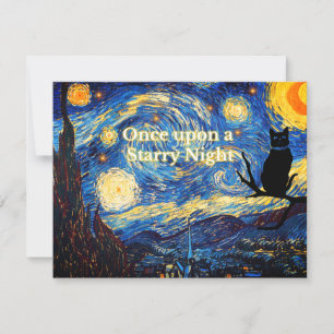 Agradecimento Starry Night Vincent van Gogh Cat - Cartão de Saud