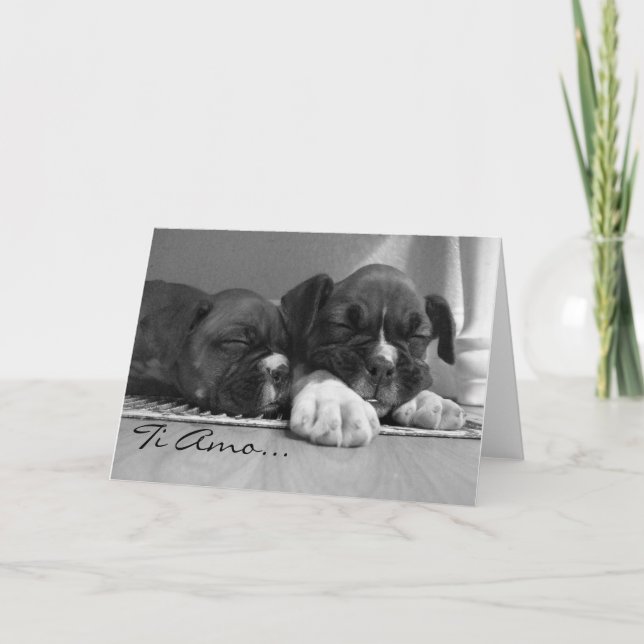 Agradecimento Ti Amo Boxer pupper Cartão de Saudação (Frente)