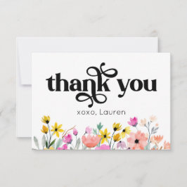 Agradecimento Tipografia Flores Aquarela Plano