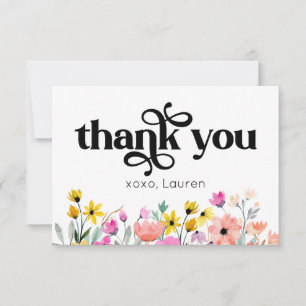 Agradecimento Tipografia Flores Aquarela Plano