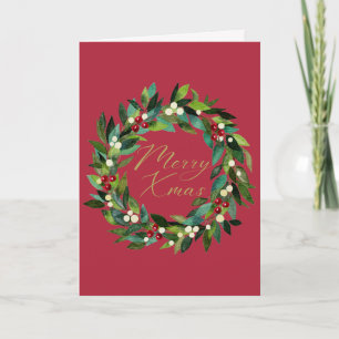 Agradecimento Tradicional Wreath Tartan Feliz Cartão de Natal
