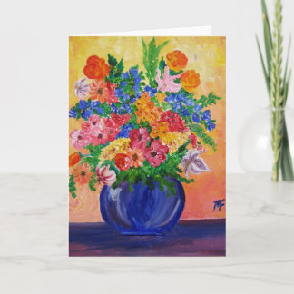Agradecimento Um Buquê de flores coloridas Cartão de Saudação