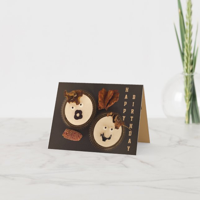 Agradecimento Um cartão de aniversário de outono sazonal com fol (Frente)