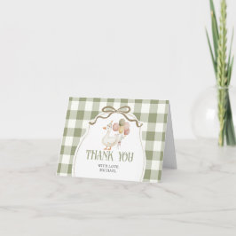 Agradecimento Um cartão de aniversário Sage Gingham de um ganso